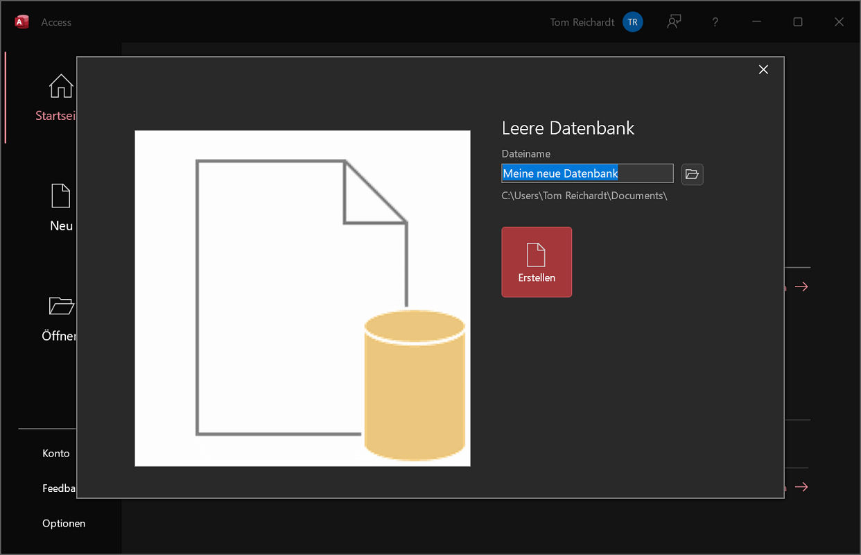 Crear una base de datos vacía en Access