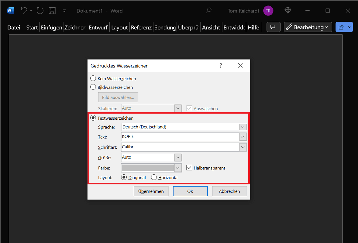 Crear y editar marcas de agua personalizadas