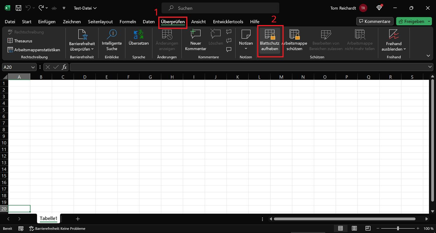 Desproteger hojas en Excel