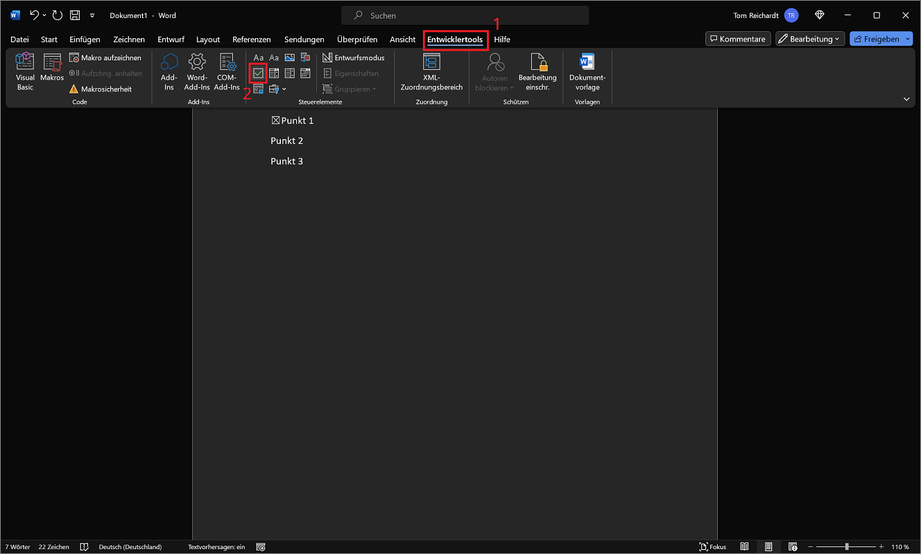 Insertar casilla de verificación digital en Word