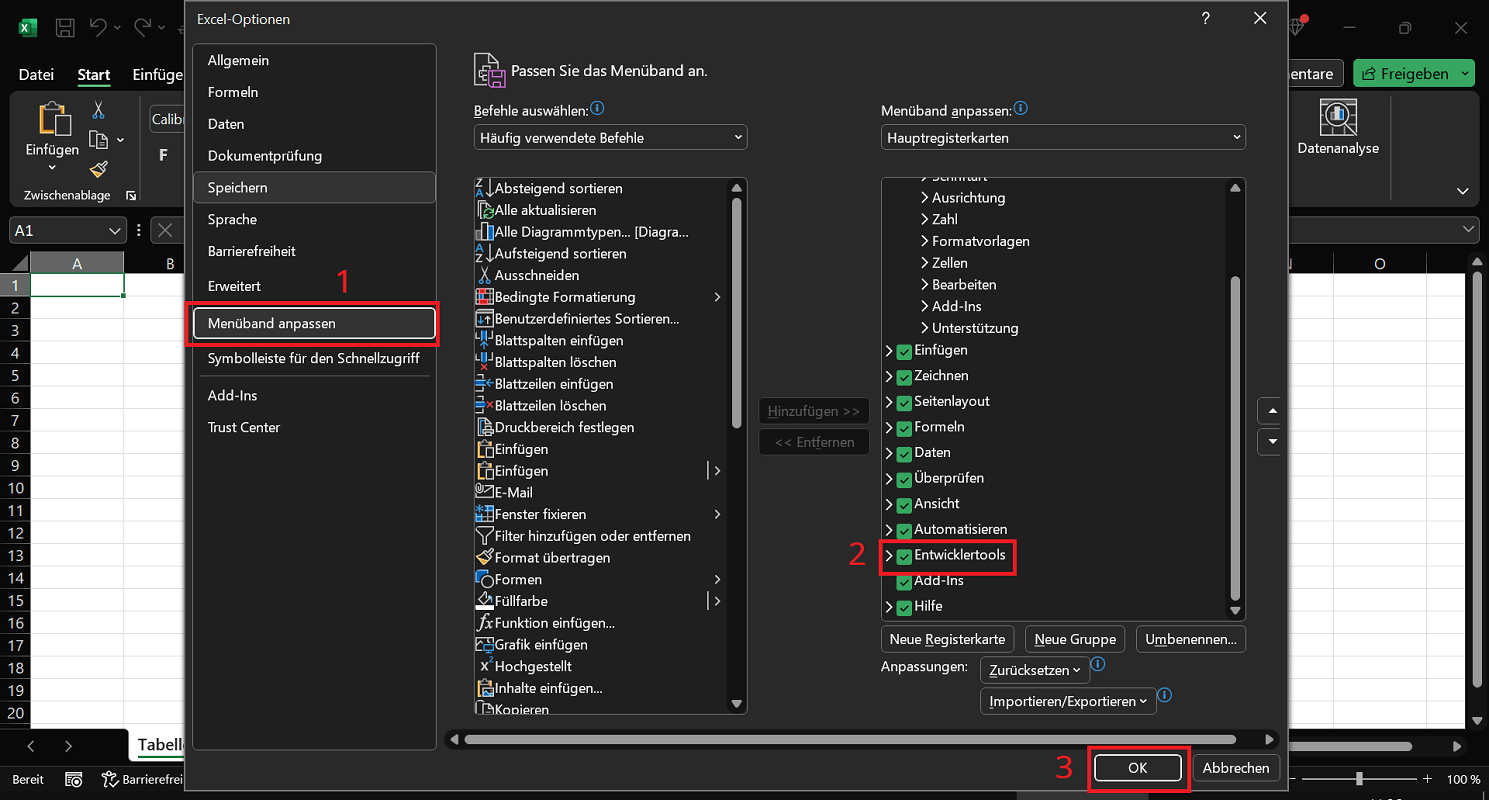 Agregar herramientas de desarrollador en Excel