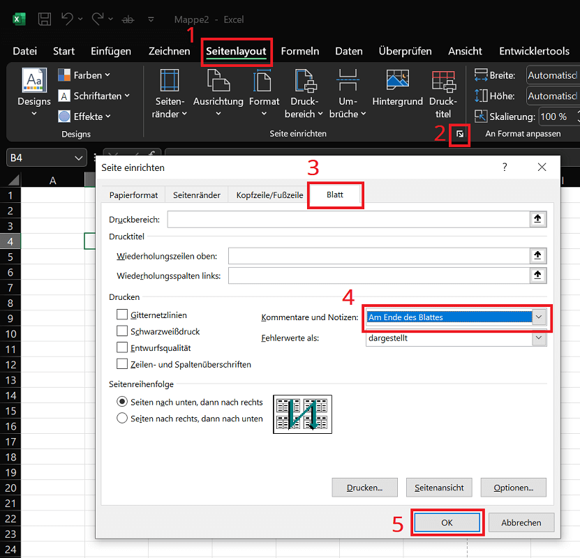 Imprimir comentarios en Excel