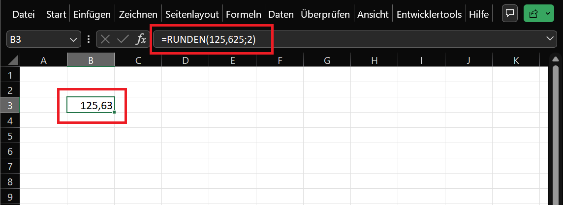 función redonda de excel