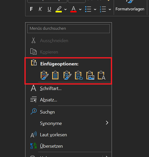 Copie la tabla de Excel y péguela en Word