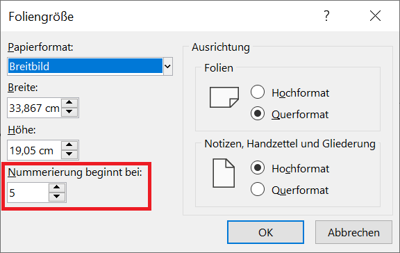 Iniciar la numeración de diapositivas en PowerPoint con un número específico
