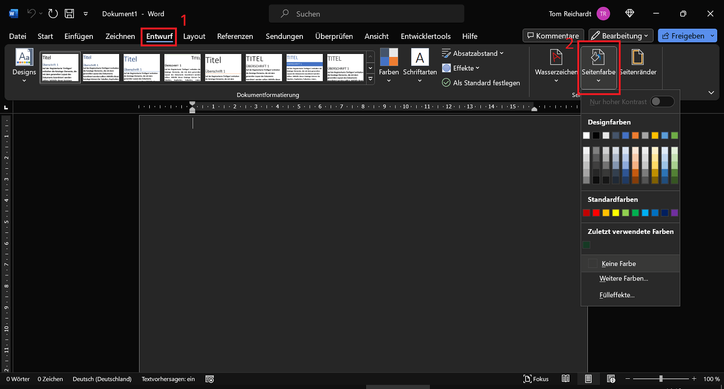 Cambiar color de fondo en Word