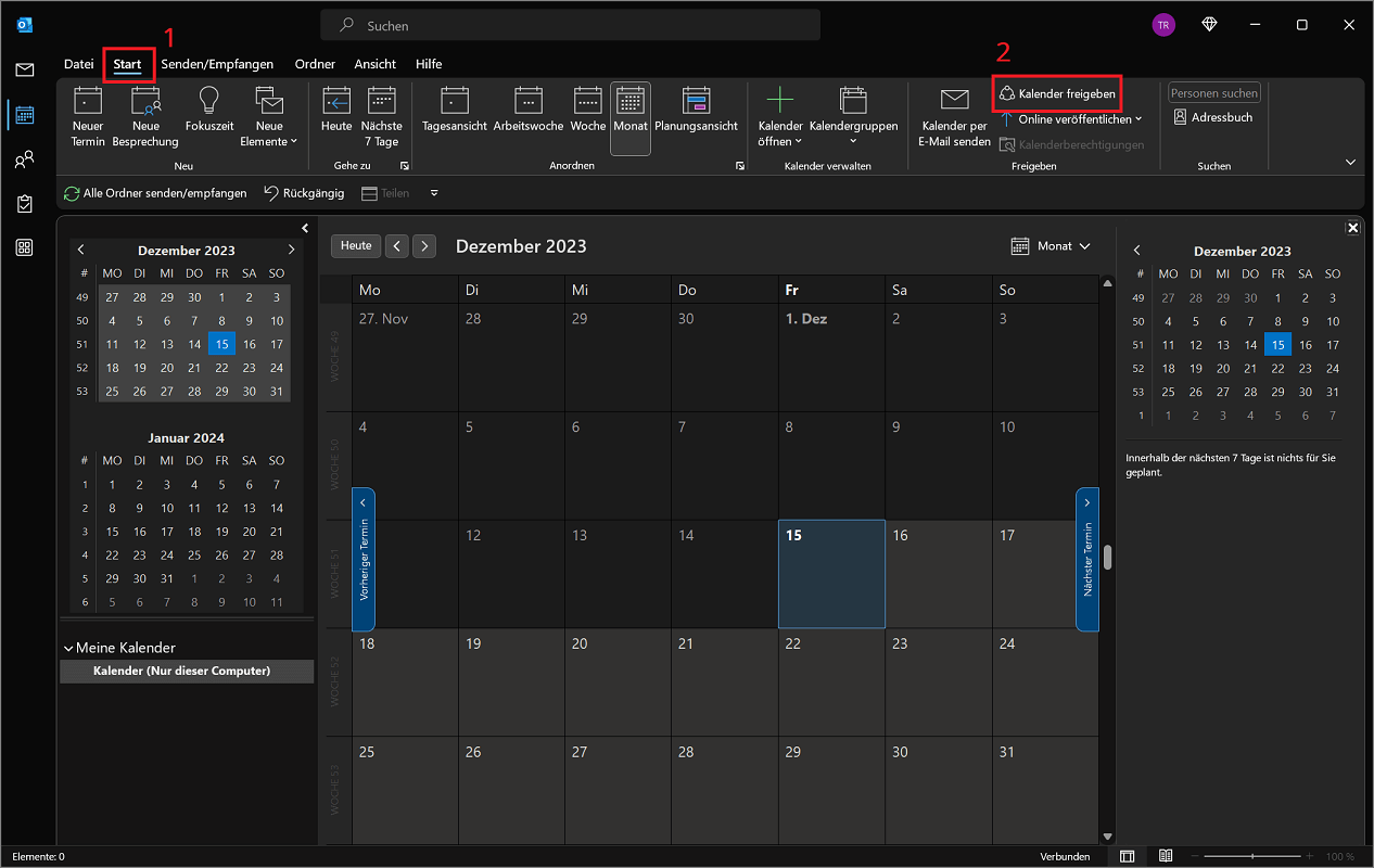 Compartir calendario en Outlook