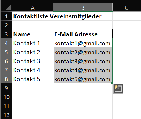 Copiar contactos de una lista de Excel