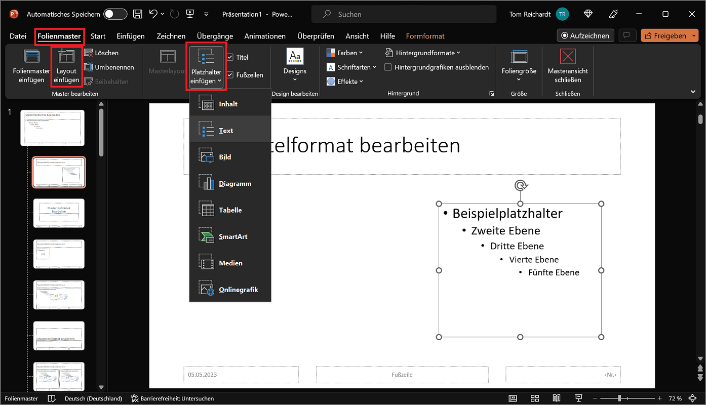 Inserte el diseño en PowerPoint y diséñelo individualmente