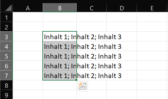 Dividir varias celdas con contenido en Excel