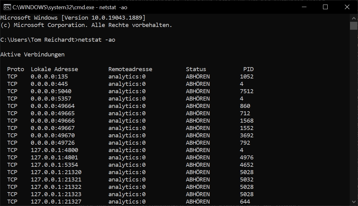 Mostrar conexiones de red en CMD