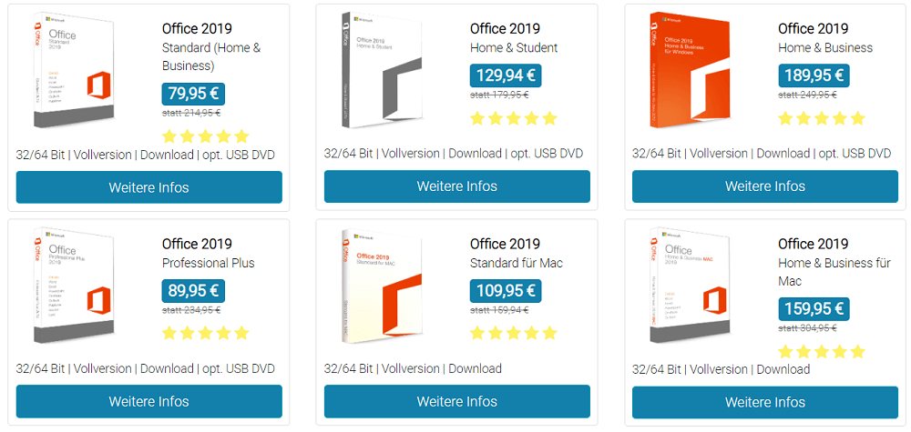 Versiones de Office 2019 de un vistazo
