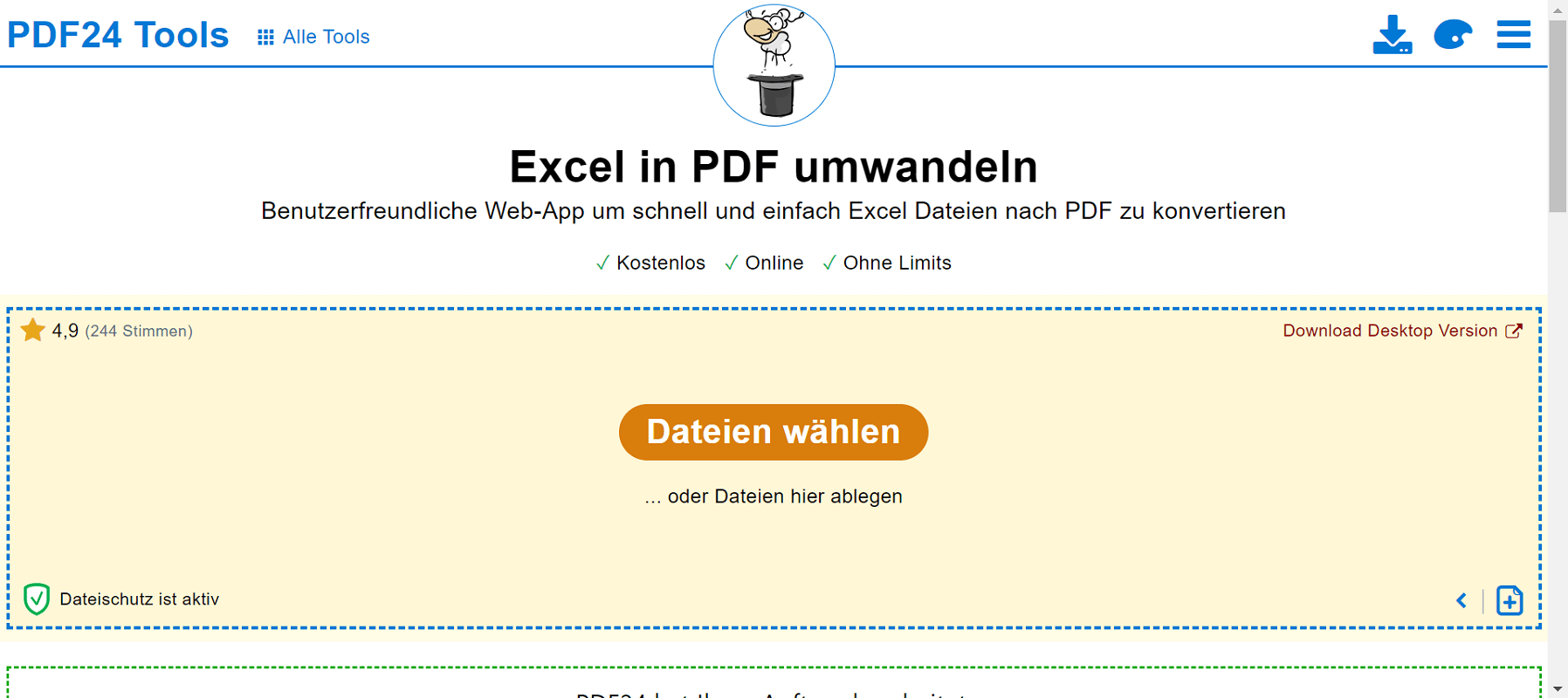Conversor en línea para convertir Excel a PDF