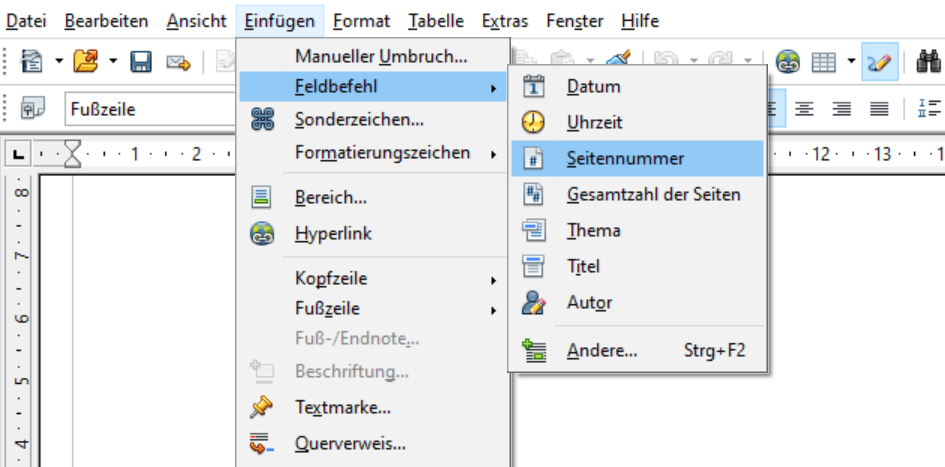 Insertar números de página en OpenOffice