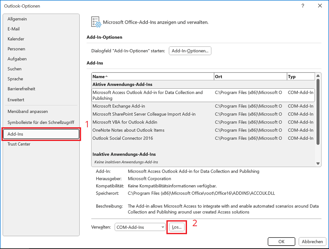 Inicie Outlook en modo seguro y desactive los complementos