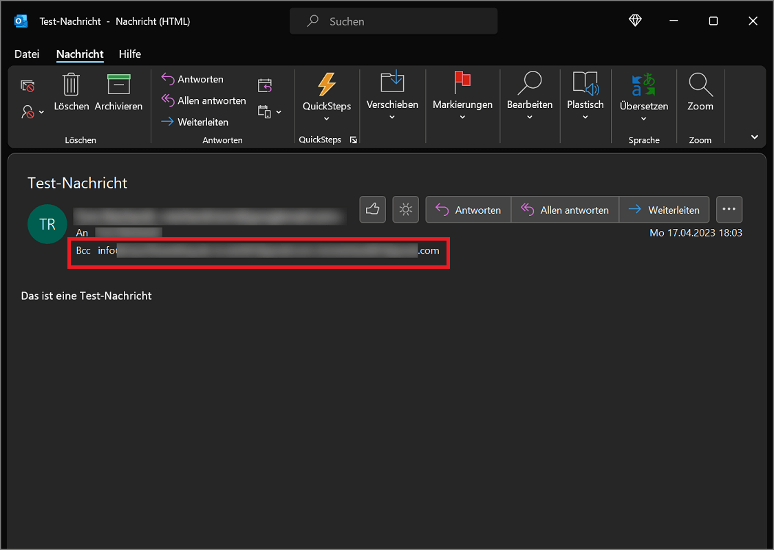 Mostrar destinatarios de Outlook