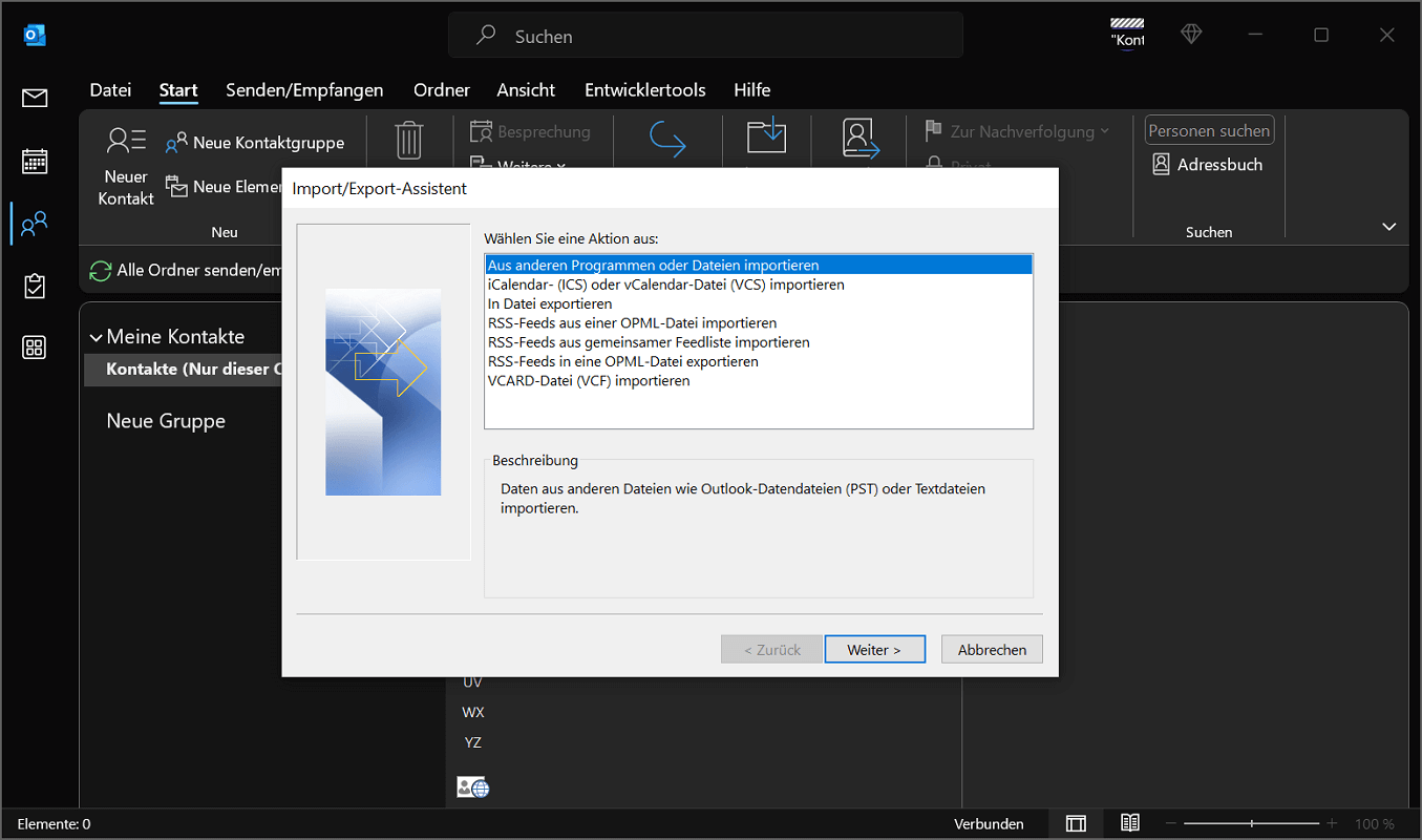 Importar contactos de Outlook