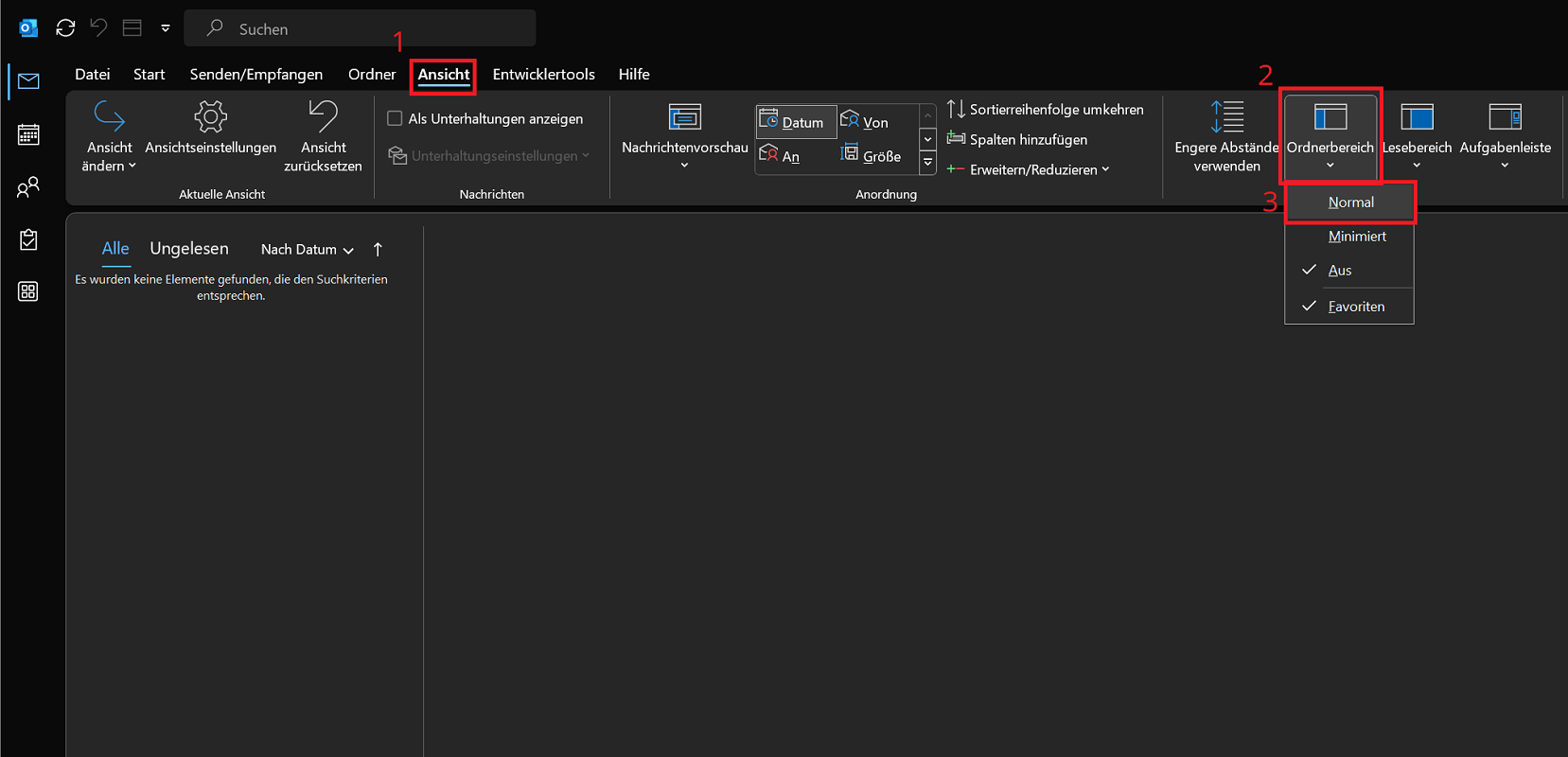 Habilitar el panel de carpetas en Outlook