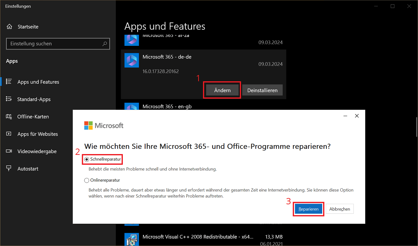 Reparar sincronización en Outlook