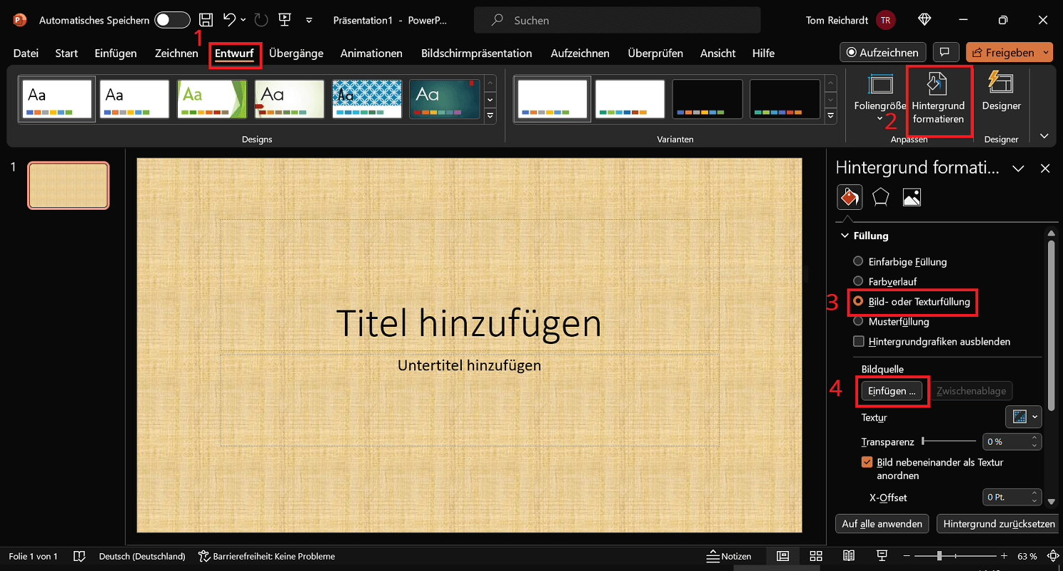 PowerPoint: Insertar imagen como fondo