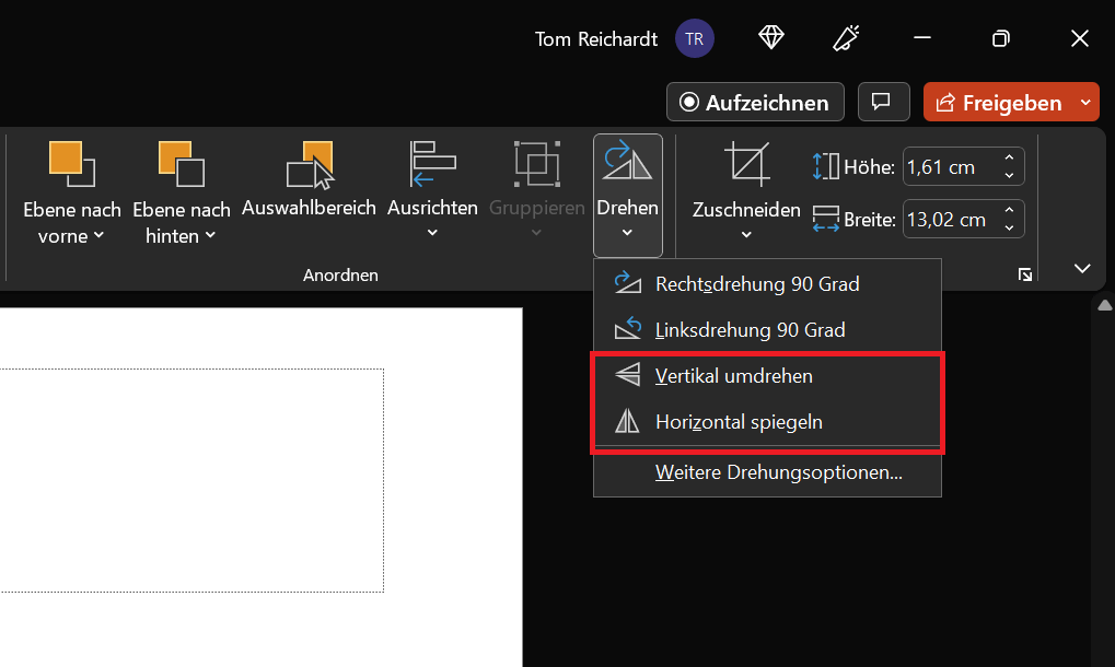 Voltear una imagen horizontal o verticalmente en PowerPoint
