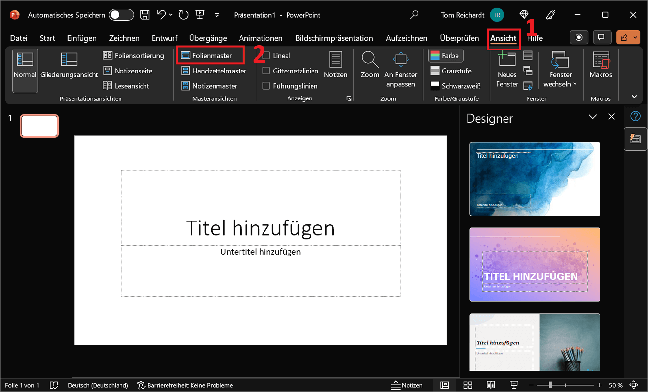 Abrir patrón de diapositivas de PowerPoint