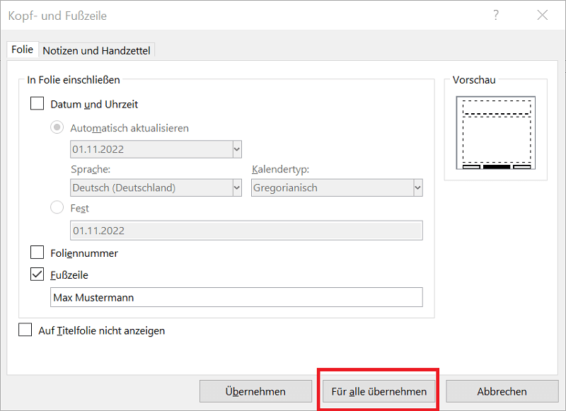 Cambiar el pie de página en todas las diapositivas de PowerPoint