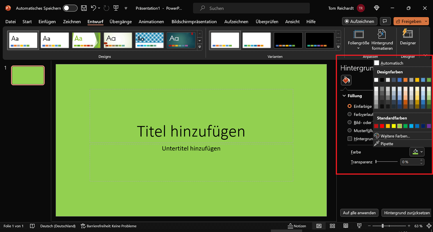 PowerPoint: cambiar el color de fondo