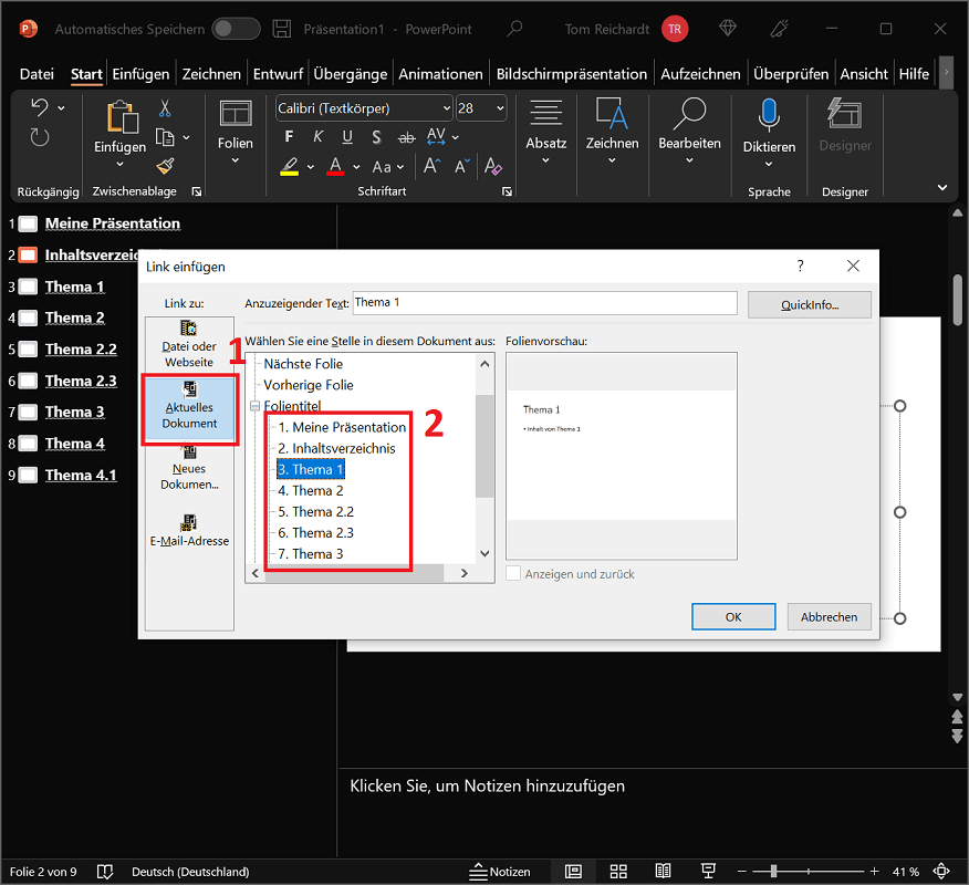 Vincular tabla de contenido a diapositivas en PowerPoint