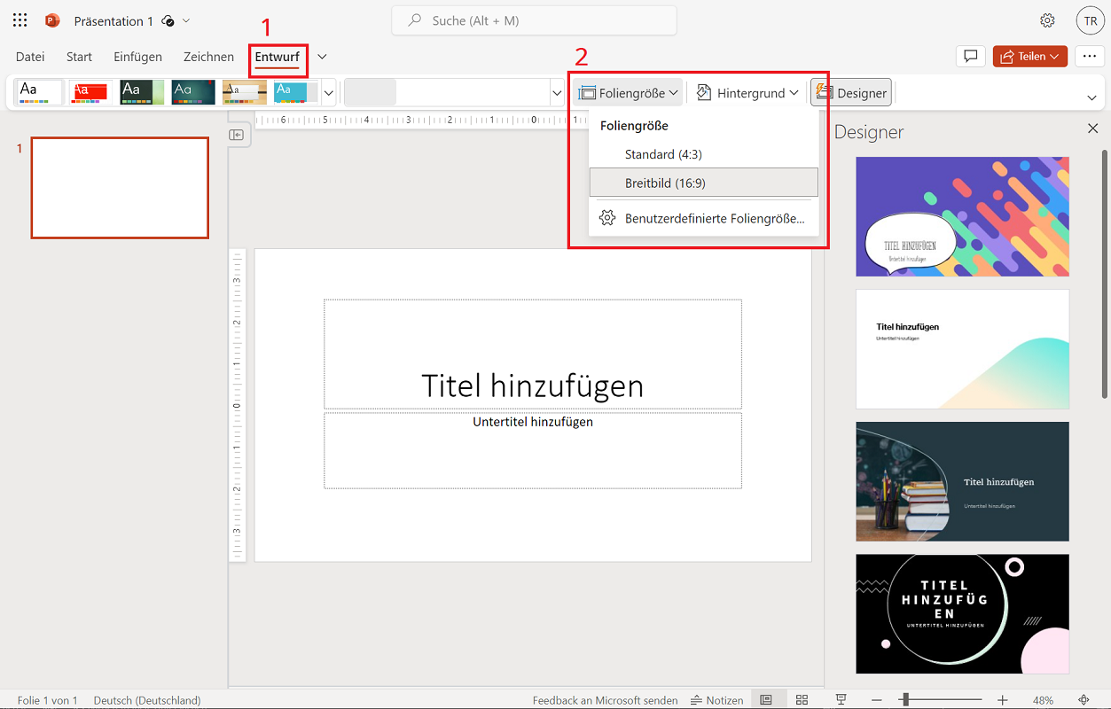 Cambiar el formato en la versión web de PowerPoint
