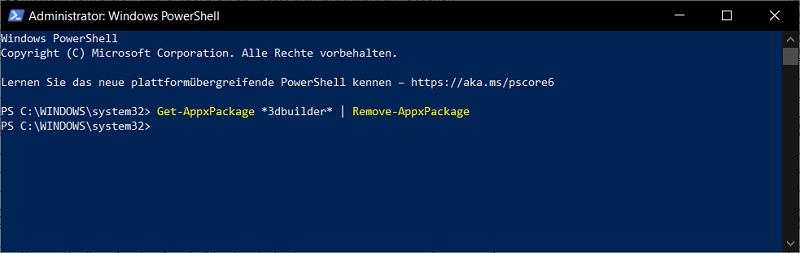 Desinstalar aplicaciones en la consola PowerShell en Windows 10