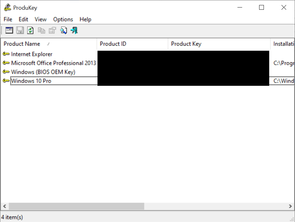 Leer la licencia de Windows con el programa ProduKey