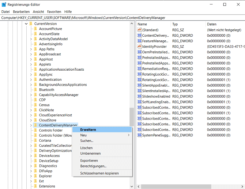 Eliminar Content Delivery Management en el Editor del Registro