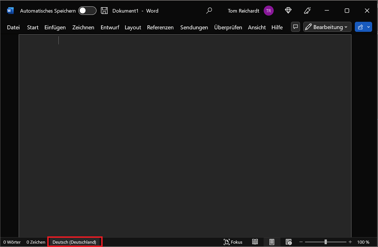 Cambiar el idioma en Word usando la función rápida