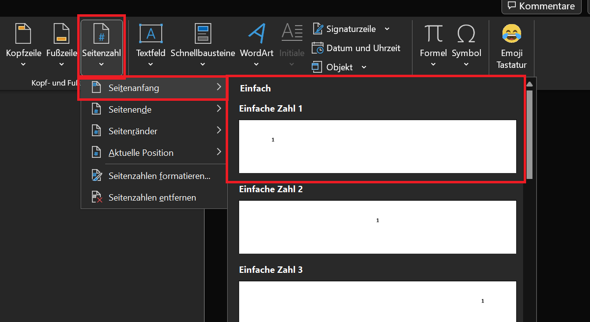 Insertar números de página en Word