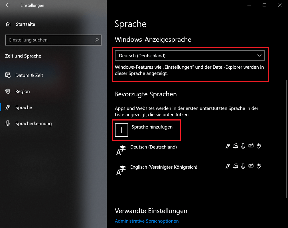 Cambiar el idioma del sistema en la configuración de Windows 10