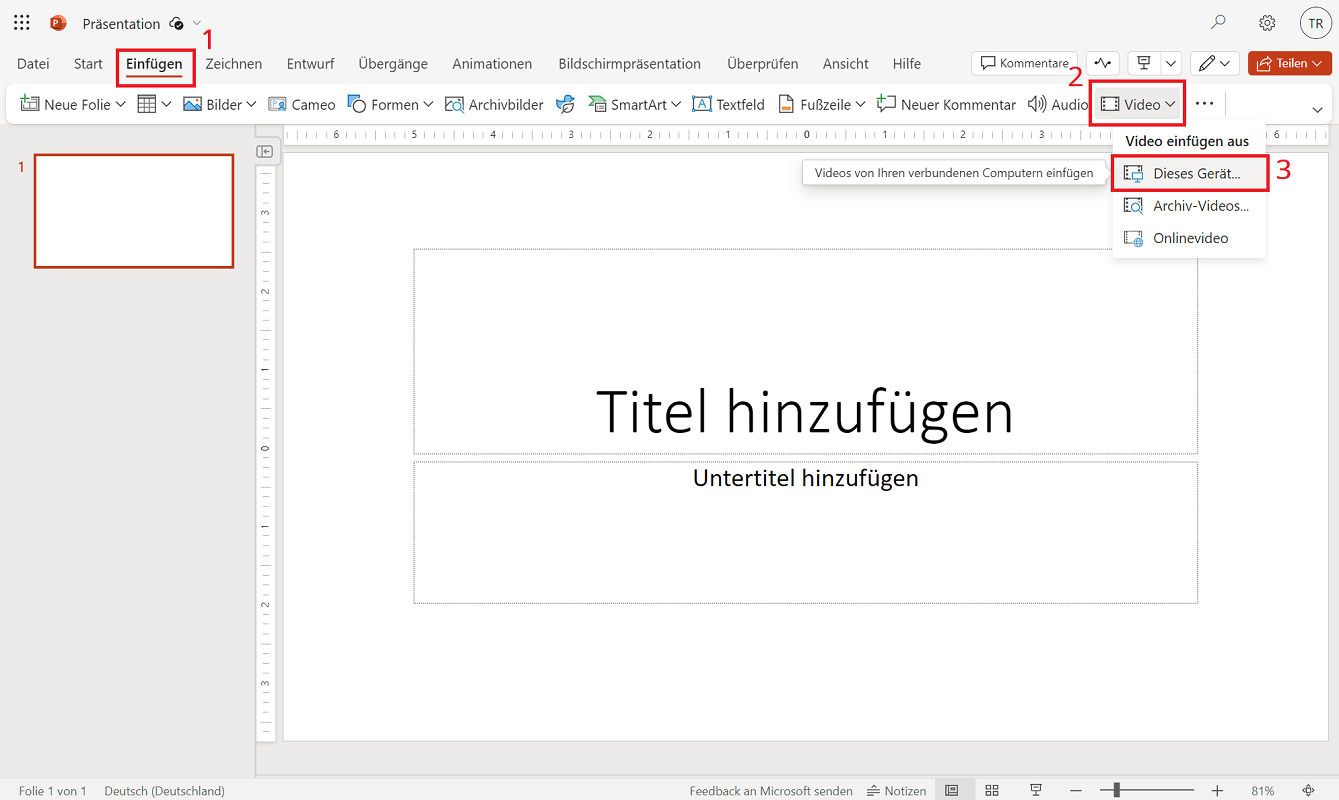 Insertar vídeo en la versión web de PowerPoint