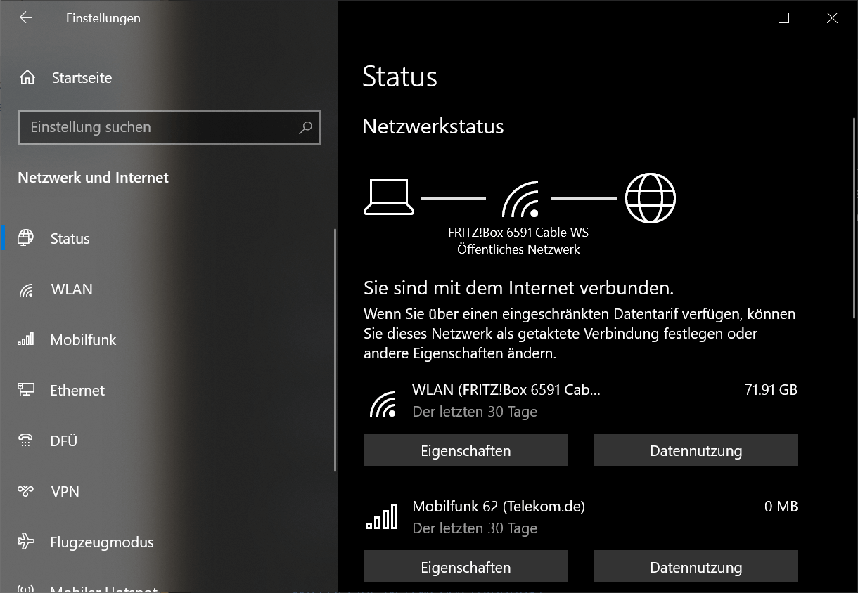 Configuración y opciones para compartir en Windows 10