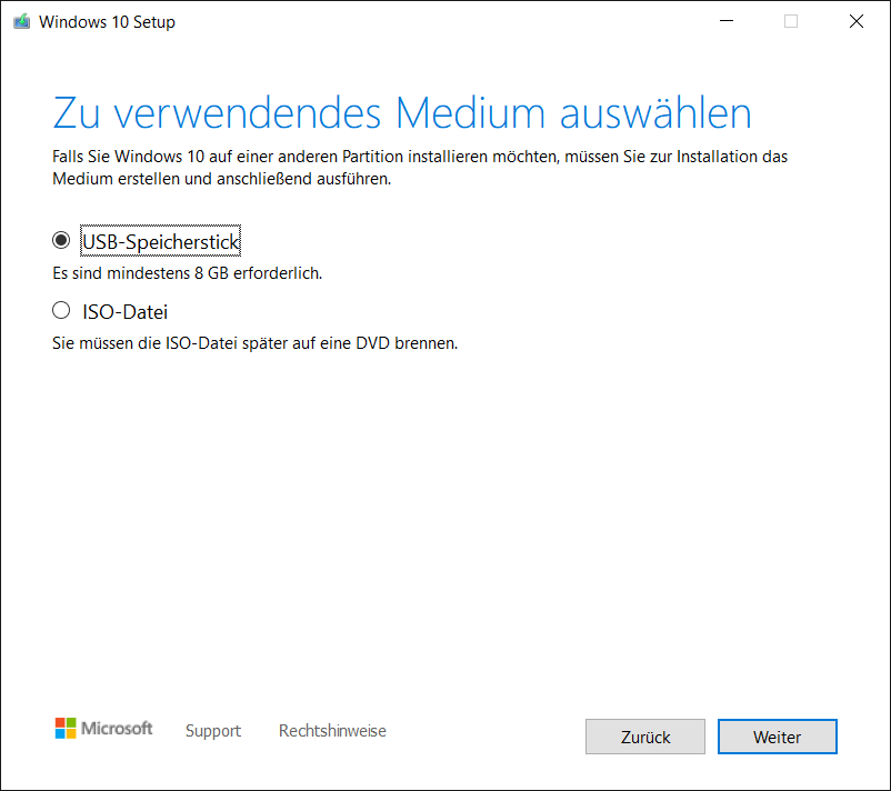 Configurar el DVD o memoria USB de instalación de Windows 10