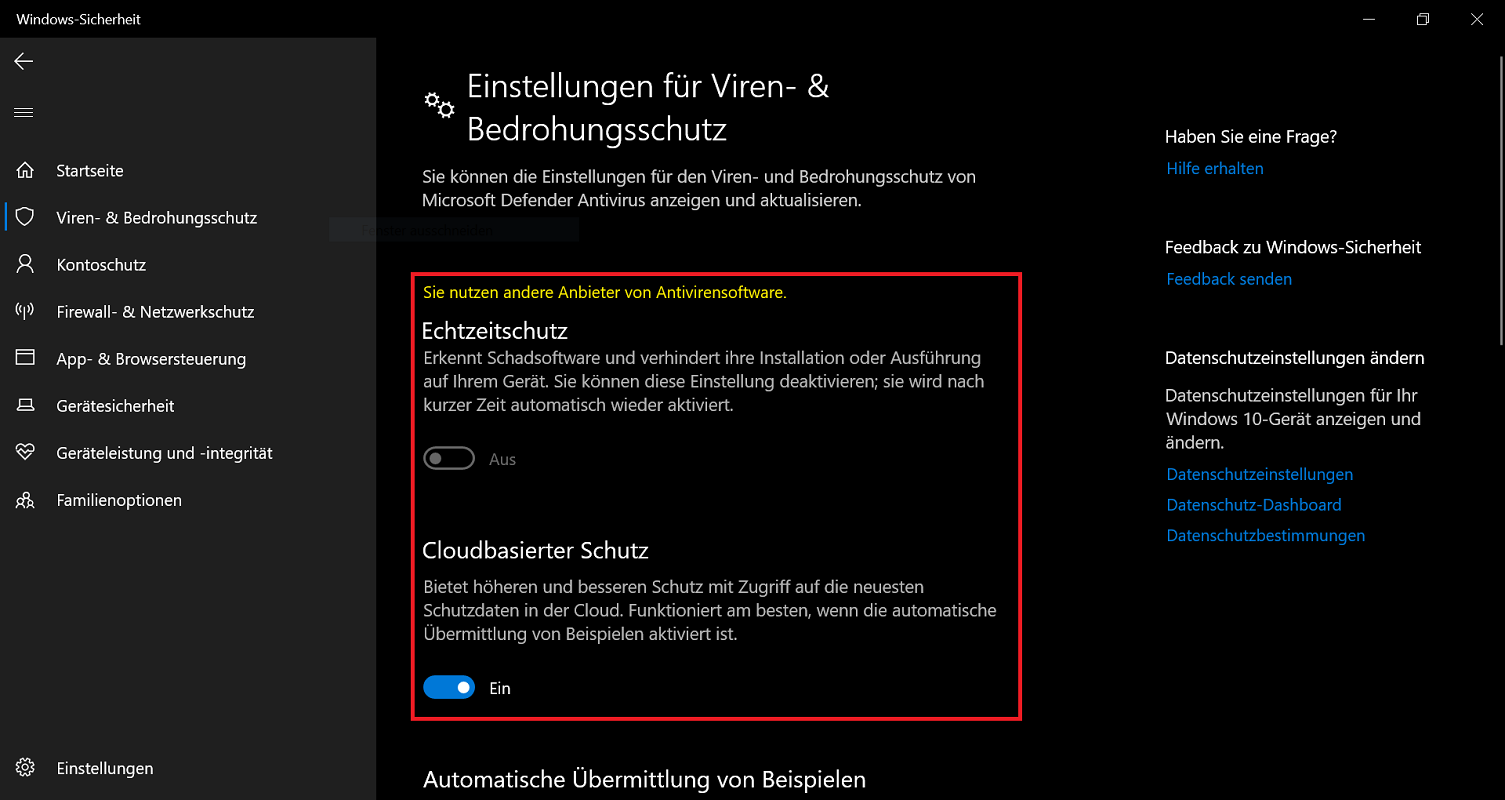 Configuraciones donde Windows Defender está deshabilitado