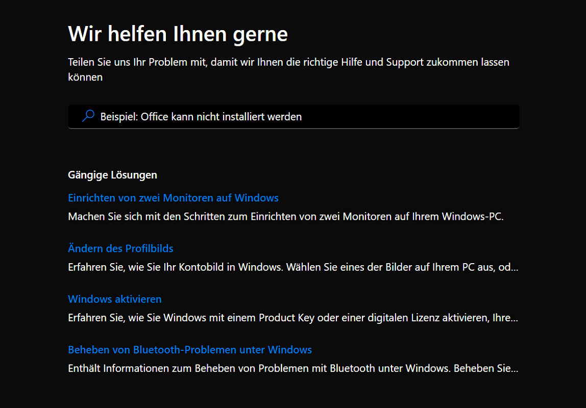 Sección de ayuda de Windows Defender
