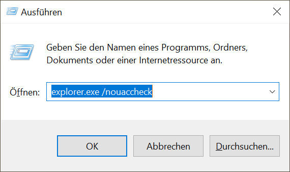 Inicie el Explorador de Windows como administrador