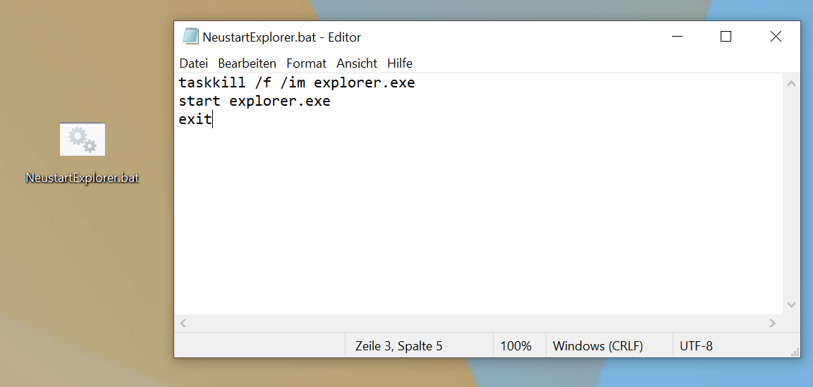 Archivo por lotes para un reinicio más rápido del Explorador de Windows
