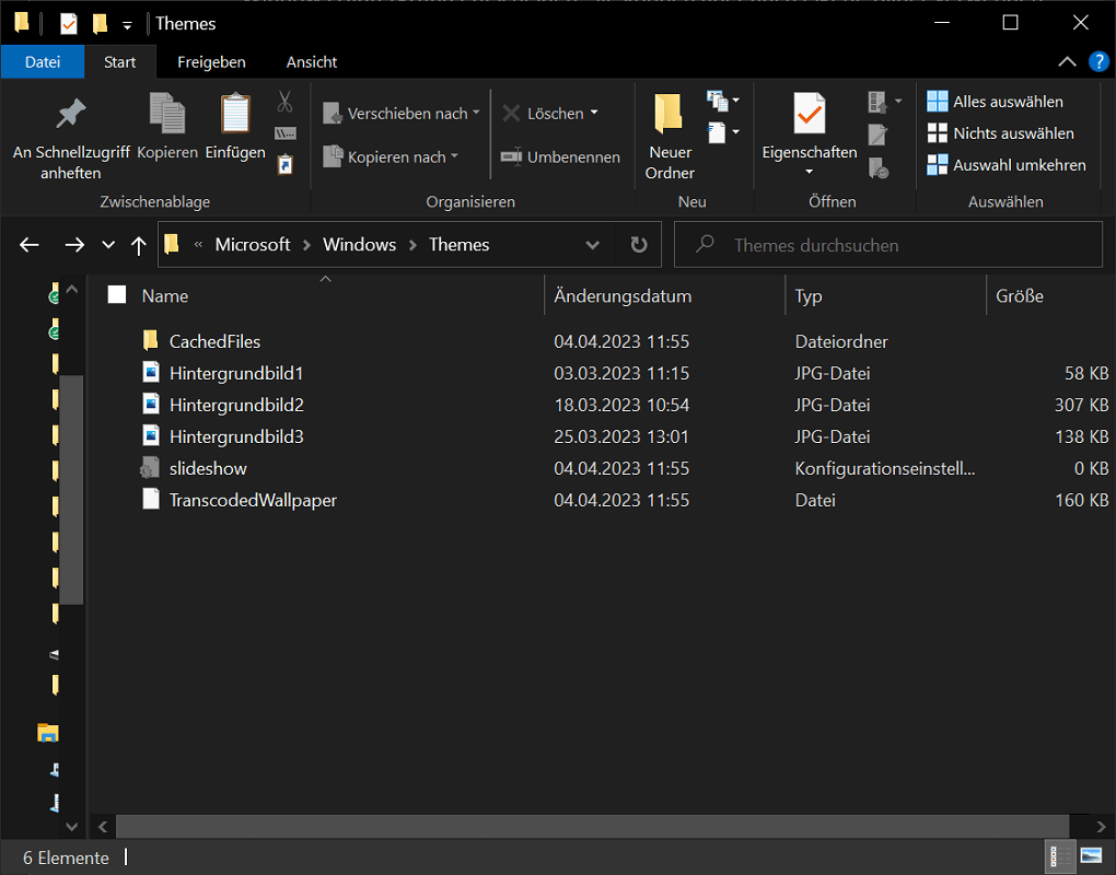 Carpeta de fondos de pantalla de Windows