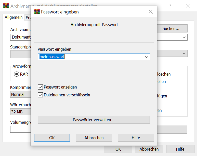 Proteger carpetas de Windows con WinRAR