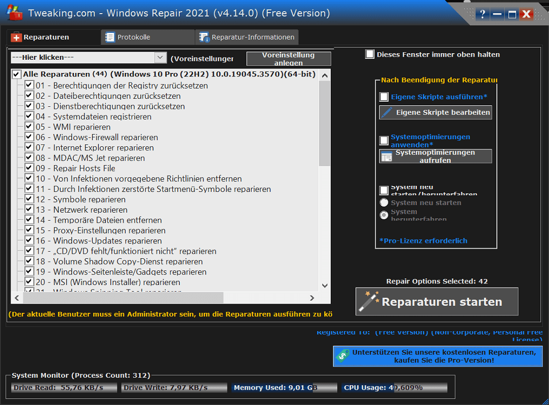 Descarga de la herramienta de reparación de Windows desde Tweaking.com