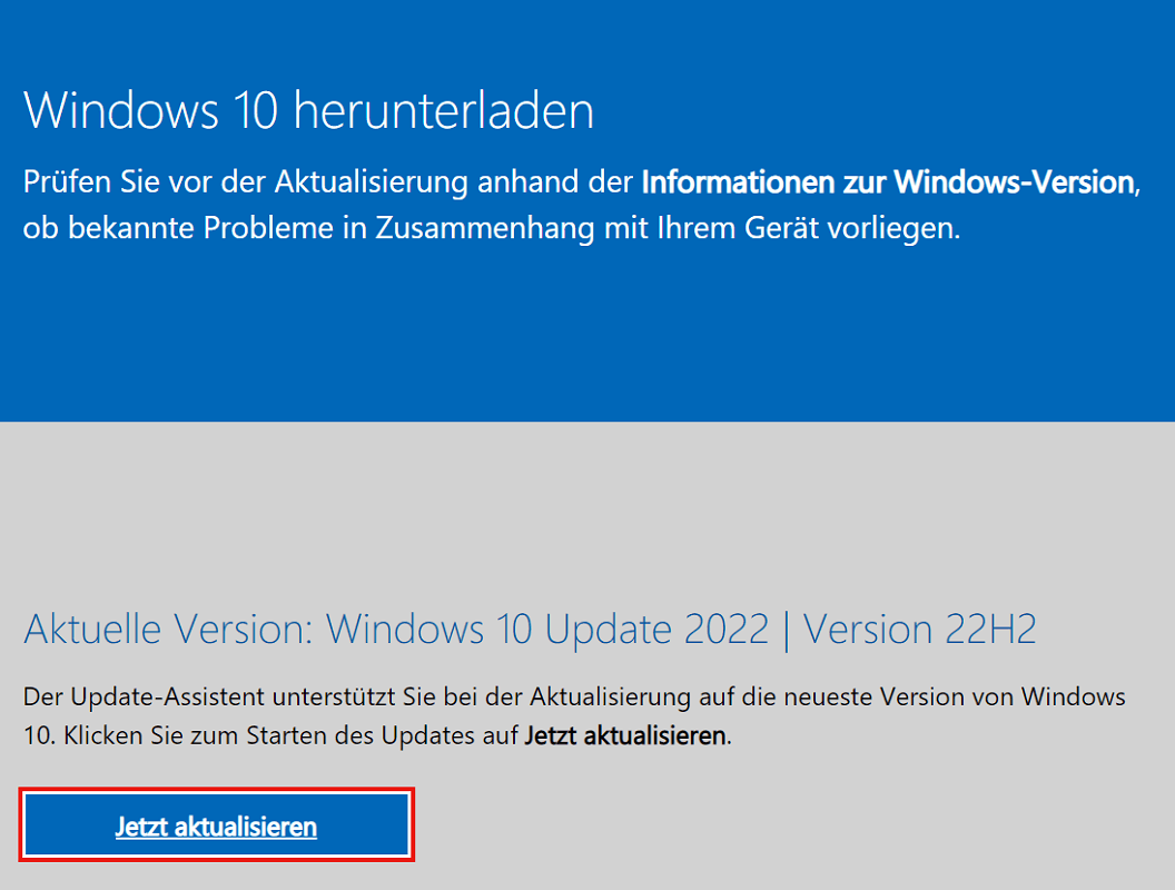 Descargar desde el Asistente de actualización de Windows