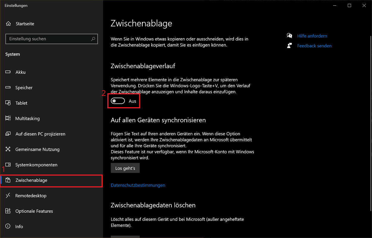 Habilitar el historial del portapapeles de Windows