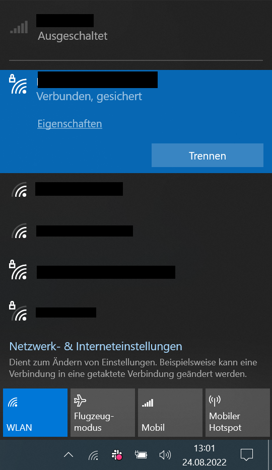 Conexión de red WiFi en Windows