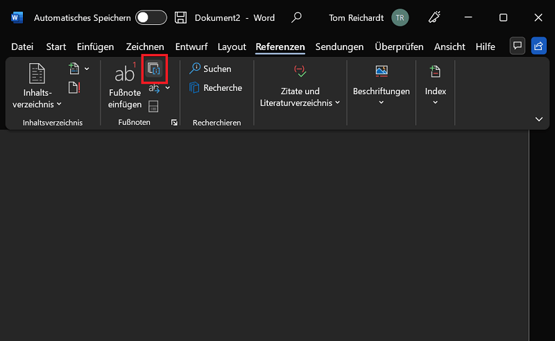 Insertar nota al final en Word